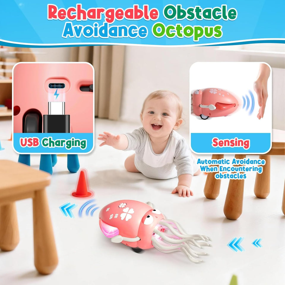 Calamar Musical con Luces Juguete Recargable para Bebé 3en1